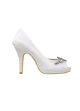 Chic Satin Stiletto Heels Bridal Shoes With Rhinestones