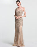 Gold Straps Mermaid Diamond Evening Dress