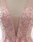 Sparkly Beading Long Prom Party Gowns Backless A Line