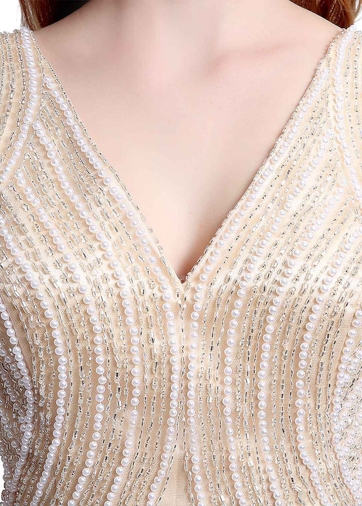 Composite Silk Chiffon V-neck Rhinestones Prom Dress