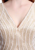 Gorgeous Chiffon V-neck Neckline Natural Waistline A-line Prom Dresses With Beadings