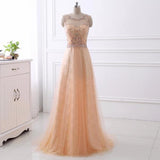 Chic Coral Tulle Scoop Prom Dress