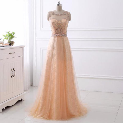 Chic Coral Tulle Scoop Prom Dress