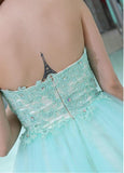 Tulle Sweetheart Neckline Short Length Homecoming Dresses With Beaded Lace Appliques