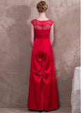  Jumpsuit Acetate Satin & Lace Jewel Red Evening Dress