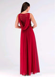 Lace V-neck Red Beading A-line Evening Dress