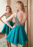 Silk-like Chiffon Spaghetti Straps Short A-line Homecoming Dress