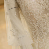 Lantern Sleeve Lace Beads Wedding Dress