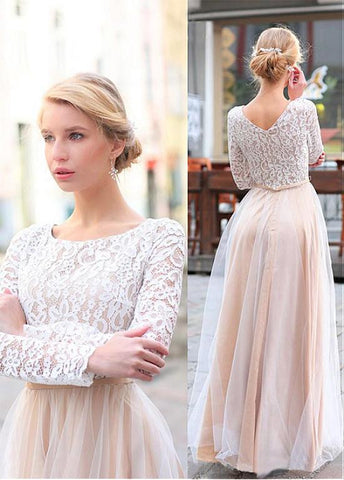 Amazing Lace & Tulle Scoop Neckline A-line Bridesmaid Dresses With Belt