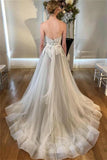 Open Back Gray Sweetheart See Through Lace Appliques Wedding Dress