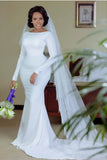 Mermaid Long Sleeves Bridal Spandex White Wedding Dress