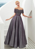 Tulle Off-the-shoulder A-line Formal & Evening Dress with Ceinture