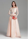 Organza Off-the-shoulder Embroidery Pink Prom Dress 