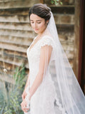 Mermaid Detachable Train V-neck Lace Cap Sleeve Wedding Dress