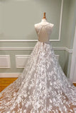 Spaghetti Straps Lace Boho Floral Wedding Dress
