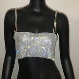 Crystal Diamond Chain Ladies Suspenders Sexy Backless Top