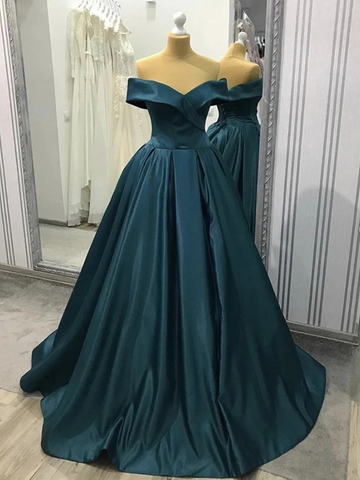 2020 Cheap Off The Shoulder Green Long Satin Prom Dress Sassymyprom 2020 Cheap Off The Shoulder Green Long Satin Prom Dress Sassymyprom