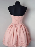 Sweetheart Pink Lace Up Short Mini Homecoming Dress