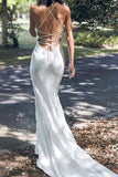 Spaghetti Straps Bridal Mermaid Beach Backless Wedding Dress