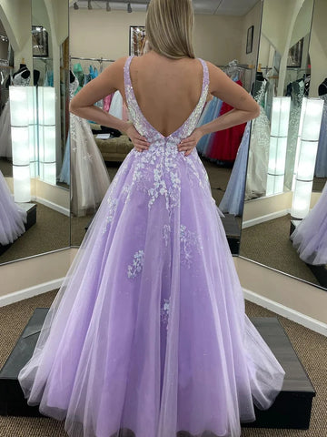 Purple Satin Puffy Long Prom Dress with Pockets - Promfy