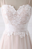 Spaghetti Straps Pink A-line Floor Length Wedding Dresses
