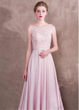 Satin & Tulle Bateau Pink Belt Prom Dress With Handmade Flowers