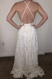 A Line Sexy Lace Beach Backless Bridal Wedding Dress