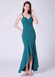 Spandex Sweetheart Green Hi-lo Mermaid Evening Dress