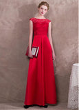 Jumpsuit Acetate Satin & Lace Jewel Red Evening Dress