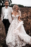 Lace Appplique Beach Off The Shoulder Wedding Dress