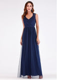 Fantastic Lace & Tulle V-neck Blue A-line Evening Dress
