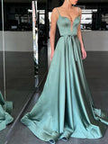 Cut Out Charmeuse Green Prom Formal Dress With Bowknot