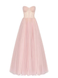 Pink Sweetheart Pleats Tulle A Line Prom Dress