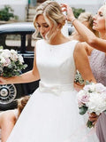 Scoop Tulle Backless Button A Line Wedding Dress