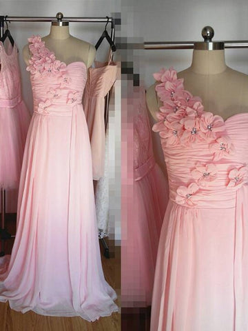One-Shoulder Hand-Made Flower Bridesmaid Dresses