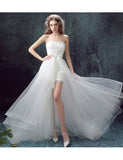 Strapless Long Detachable Skirt Lace Short Bridal Wedding Dress