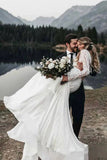 Two Piece Long Sleeves Chiffon Bridal Wedding Dress