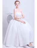 Ball gown Vintage Satin Tea Length Wedding Dress with Pockets