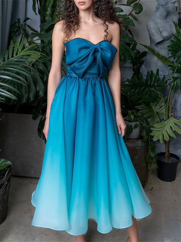 Swing Bowknot Ombre A Line Party Dress