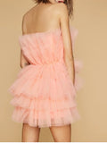 Pink Short Mini Ruffles Tulle Homecoming Dress